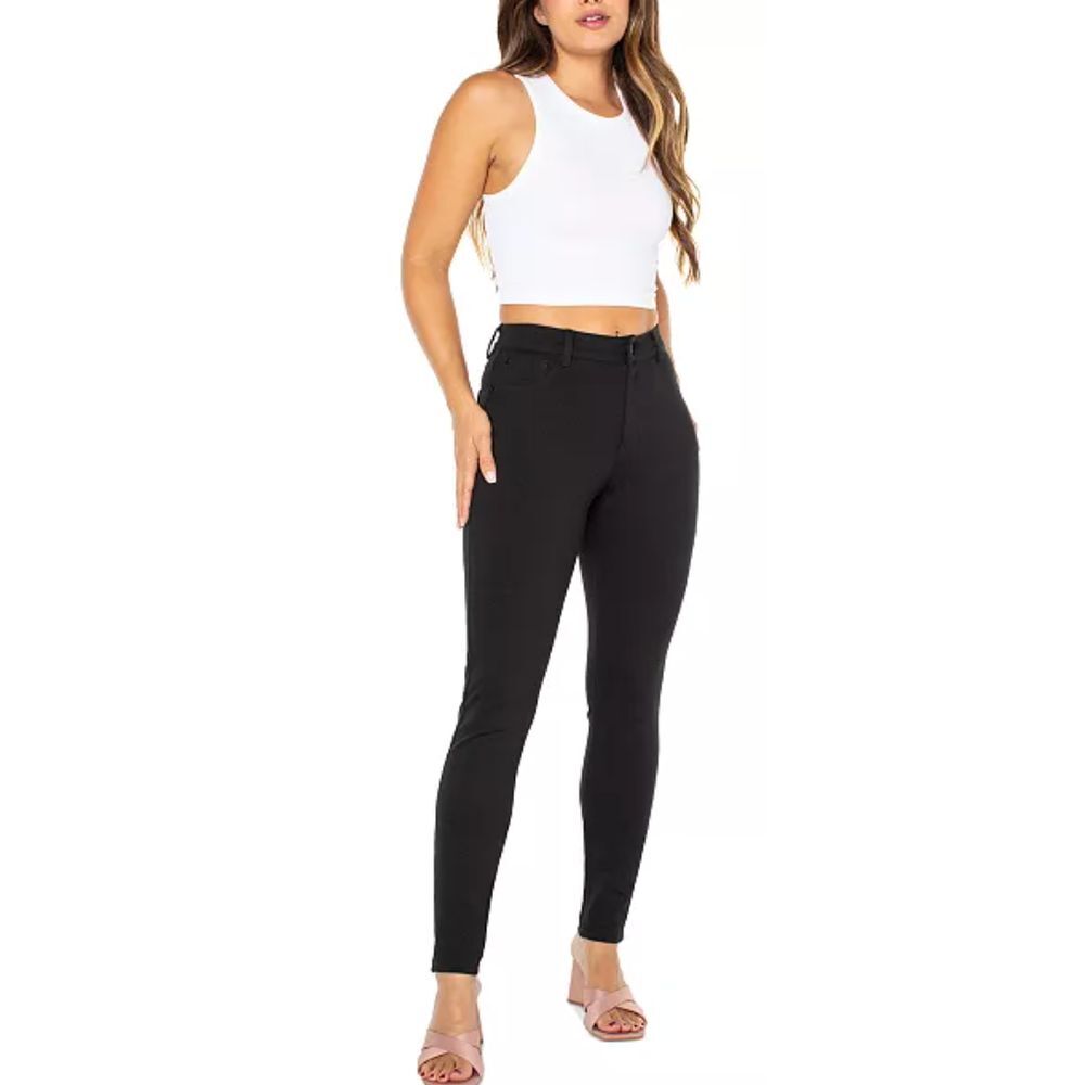 Celebrity Pink Juniors' Black Stretch Mid-Rise Skinny Ponte Pants Size 13